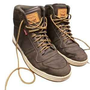 Levis Mens High Top Dark Brown Leather Lace Up Shoes 51883809B size 11
